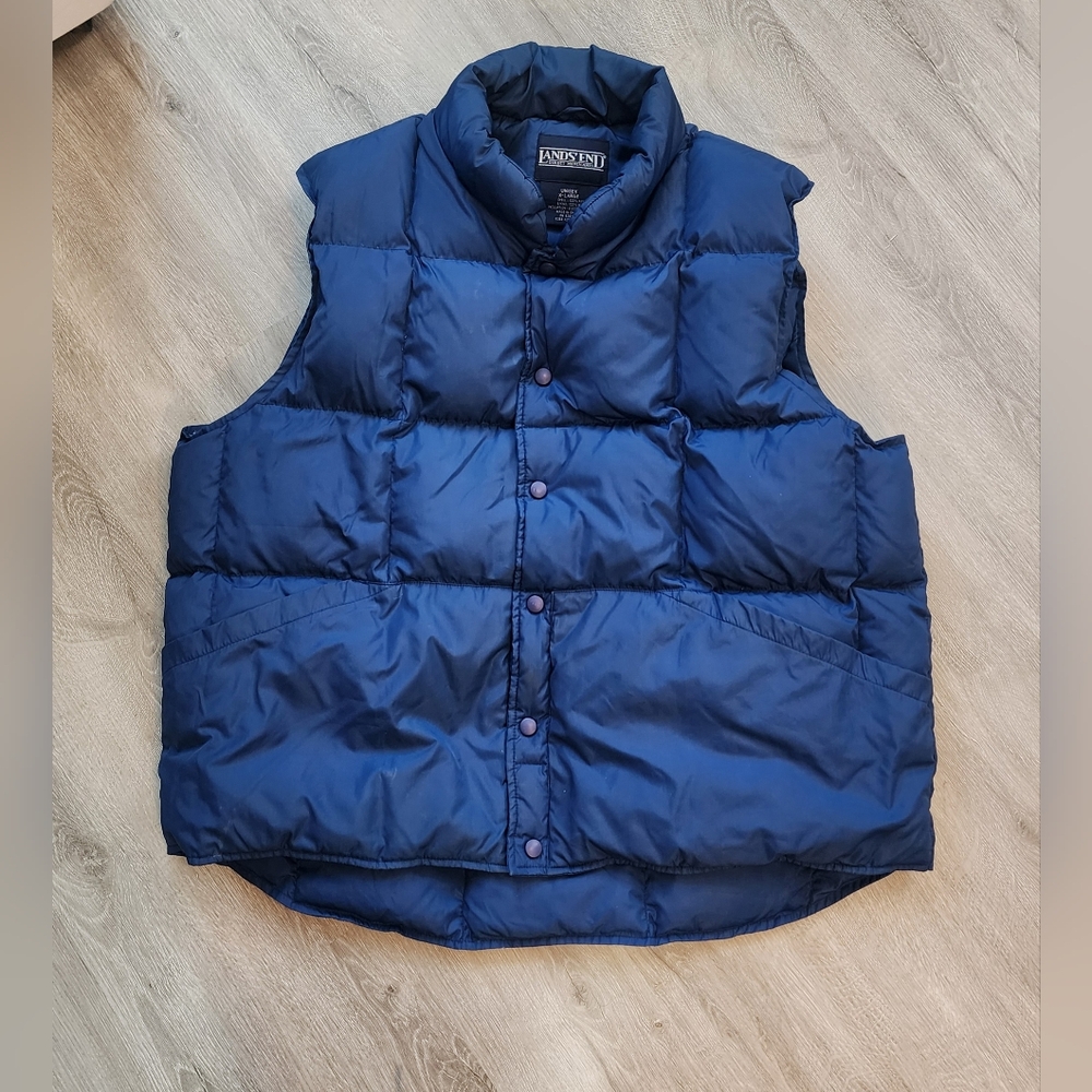 Lands End 90s Unisex Goosedown Blue Vest Size XLarge